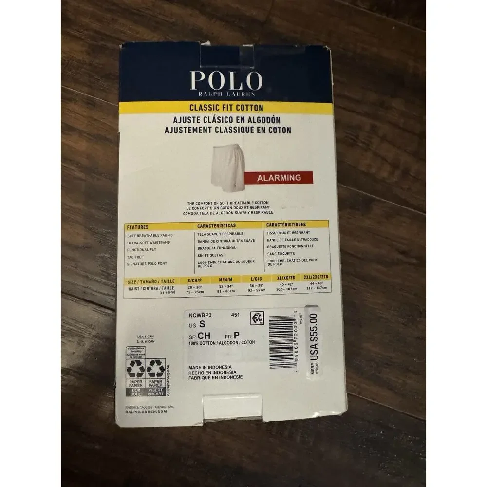 POLO Ralph Lauren Men's Woven Boxers 3 Pack Size Small Yellow, Blue 100% Cotton